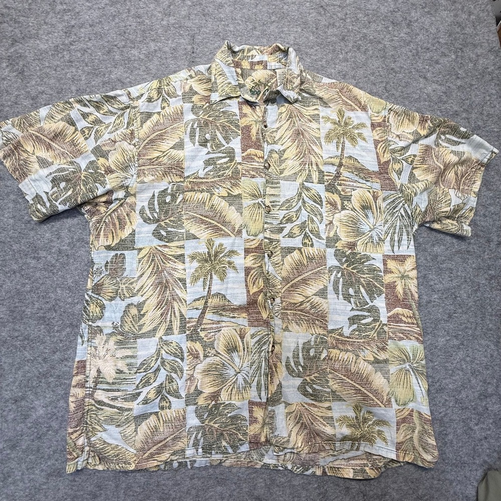 Bamboo Cay Hawaiian Shirt Men M Tropical Palm Print Cotton Modal Multi Floral